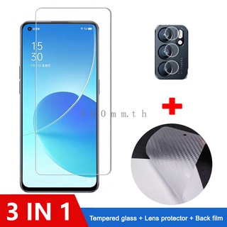 3-in-1 ฟิล์มกระจก OPPO Reno 6 5G กระจกนิรภัย OPPO Reno 6Z 5 4 5G 3 Pro 5G 4G OPPO A15S A15 A93 A53 A92 ป้องกันหน้าจอ ฟิล์มกระจกกันเลนส์กล้อง &amp; ฟิล์มหลัง