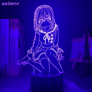 โคมไฟกลางคืน Led ลายการ์ตูนอนิเมะ Kanojo Okarishimasu 3d ของขวัญวันเกิด สําหรับตกแต่งห้องนอน แฟนสาว