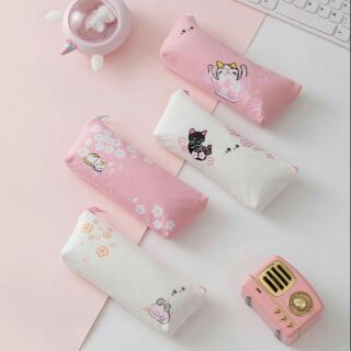 กระเป๋าดินสอ cat and sakura cherry blossom pencil bag