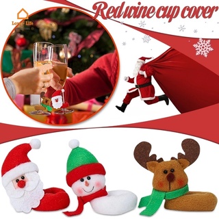 Christmas Themed Wine Glass Covers/ Xmas Kitchen Table Dinner Party Decorations