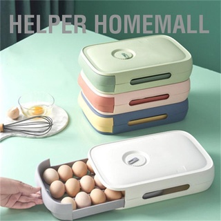 Helper Homemall กล่องลิ้นชักเก็บไข่ไก่ ความจุขนาดใหญ่ พร้อมฝาปิด สําหรับตู้เย็น