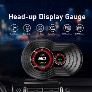 Obd2 มิเตอร์วัดความเร็วอัตโนมัติ HUD ขับรถคอมพิวเตอร์ Head Up จอแสดงผลมาตรวัดความเร็วความปลอดภัยเตือนภัยรถอุปกรณ์อิเล็กทรอนิกส์