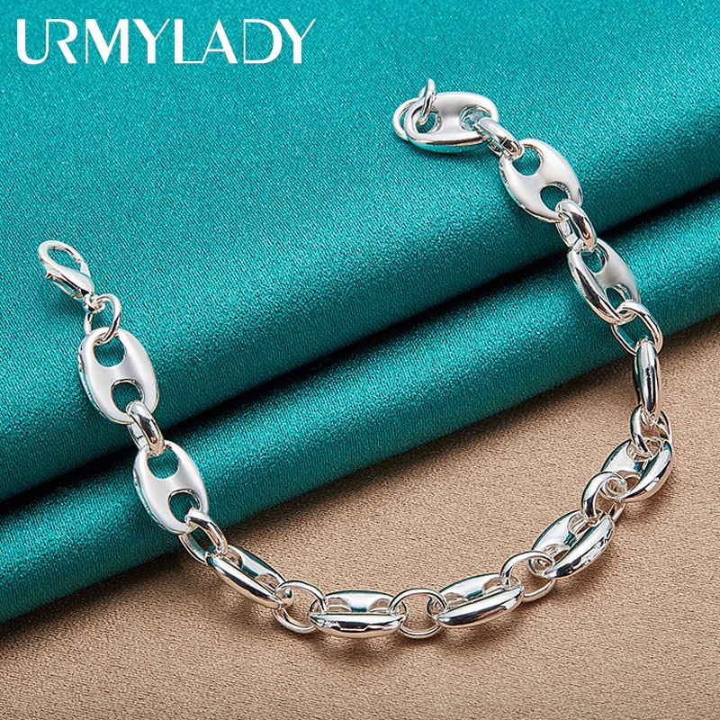 สร้อยข้อมือเงินแท้ เกรด 925 ประดับโซ่ สไตล์คลาสสิก เรียบง่าย เครื่องประดับ สําหรับผู้หญิง และผู้ชาย งานหมั้น งานแต่งงาน