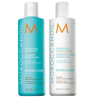 Moroccanoil  Hydrating shampoo 250ml + conditioner 250ml แชมพูพร้อมครีมนวดสำหรับผมอ่อนแอแห้งเสียขาดความชุ่ม