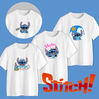 คอตต้อนคอกลมStitch เสื้อยืดขาวใส ใส่สบาย UnisexS-5XL