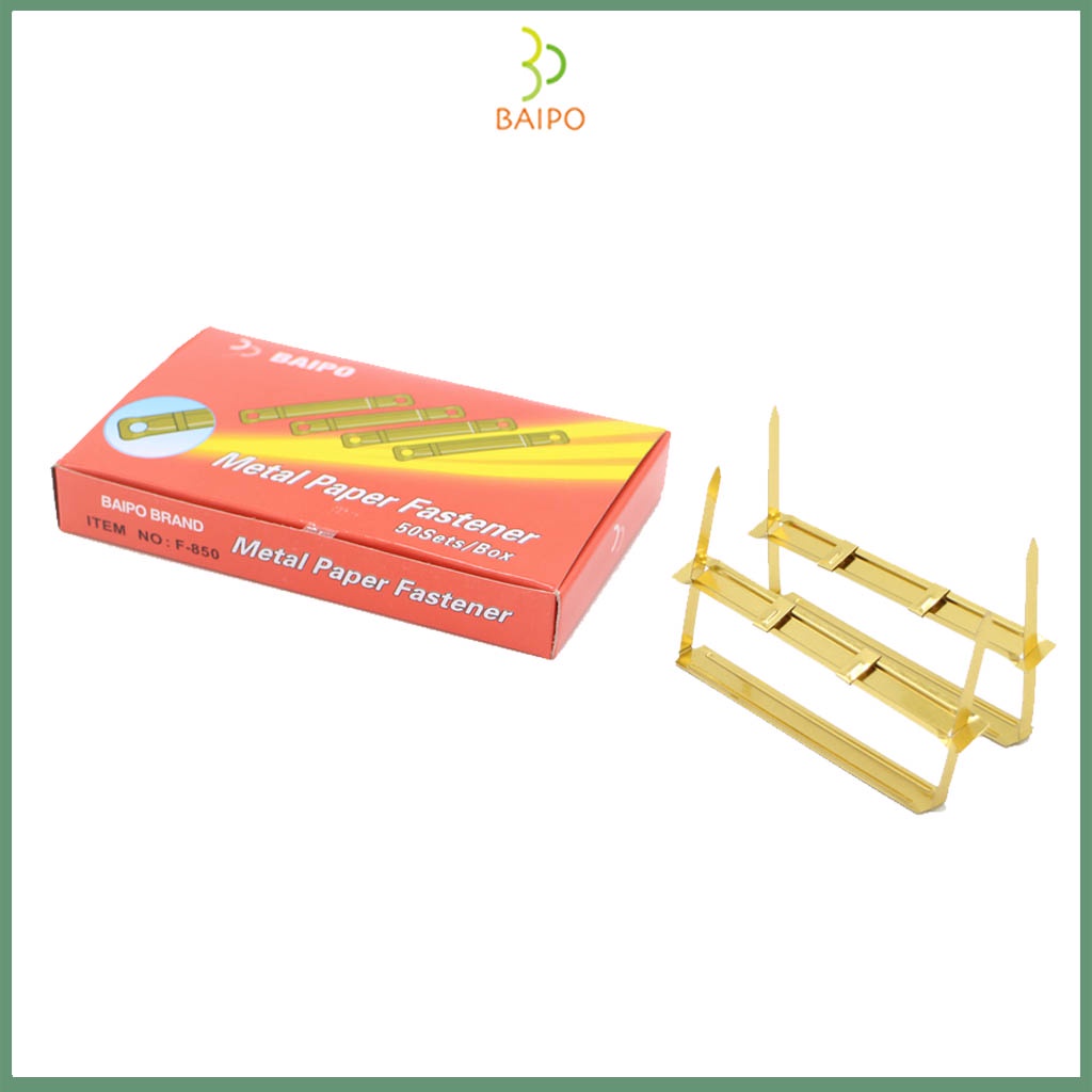 ลิ้มแฟ้มโลหะสีทอง ตราใบโพธิ์ แพ็คละ 50 ชิ้น