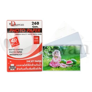 DTawan กระดาษโฟโต้ ที่ร้านถ่ายรูปเลือกใช้ ผิวด้าน 4R 4x6 นิ้ว 260g 100แผ่น Professional color paper กระดาษพิมพ์ภาพ