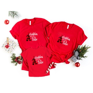 เสื้อยืดผ้าฝ้าย เสื้อยืดคริสต์มาสChristmas Family T-shirt Merry Christmas Family Set Christmas Gift