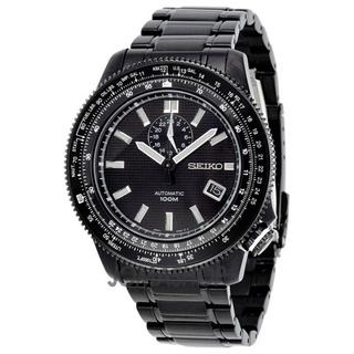 นาฬิกาผู้ชาย Seiko หน้ากลมดำ Auto Tachymeter สายเหล็กรมดำ รุ่น SSA007