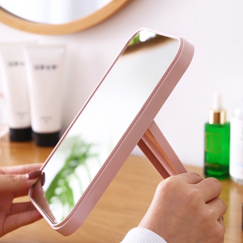 กระจกพับแต่งหน้าแบบพกพา ขนาดเล็กทรงสี่เหลี่ยม ตั้งโต๊ะ แต่งหน้า - รูปที่ 2
