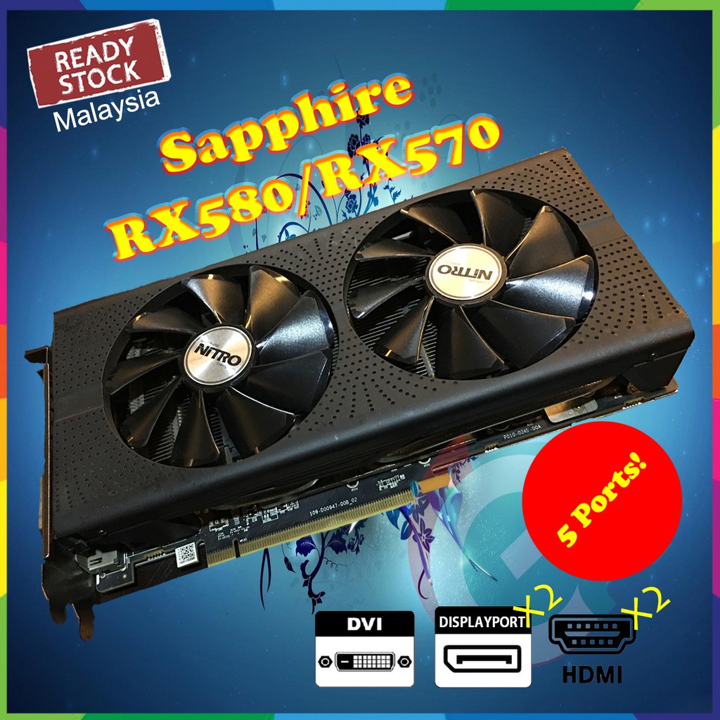Sapphire RX570 / RX580 4GB / 8GB GDDR5, การ์ดกราฟิก / การ์ดแสดงผล: AMD RADEON RX 570 RX 580 SERIES มือสอง