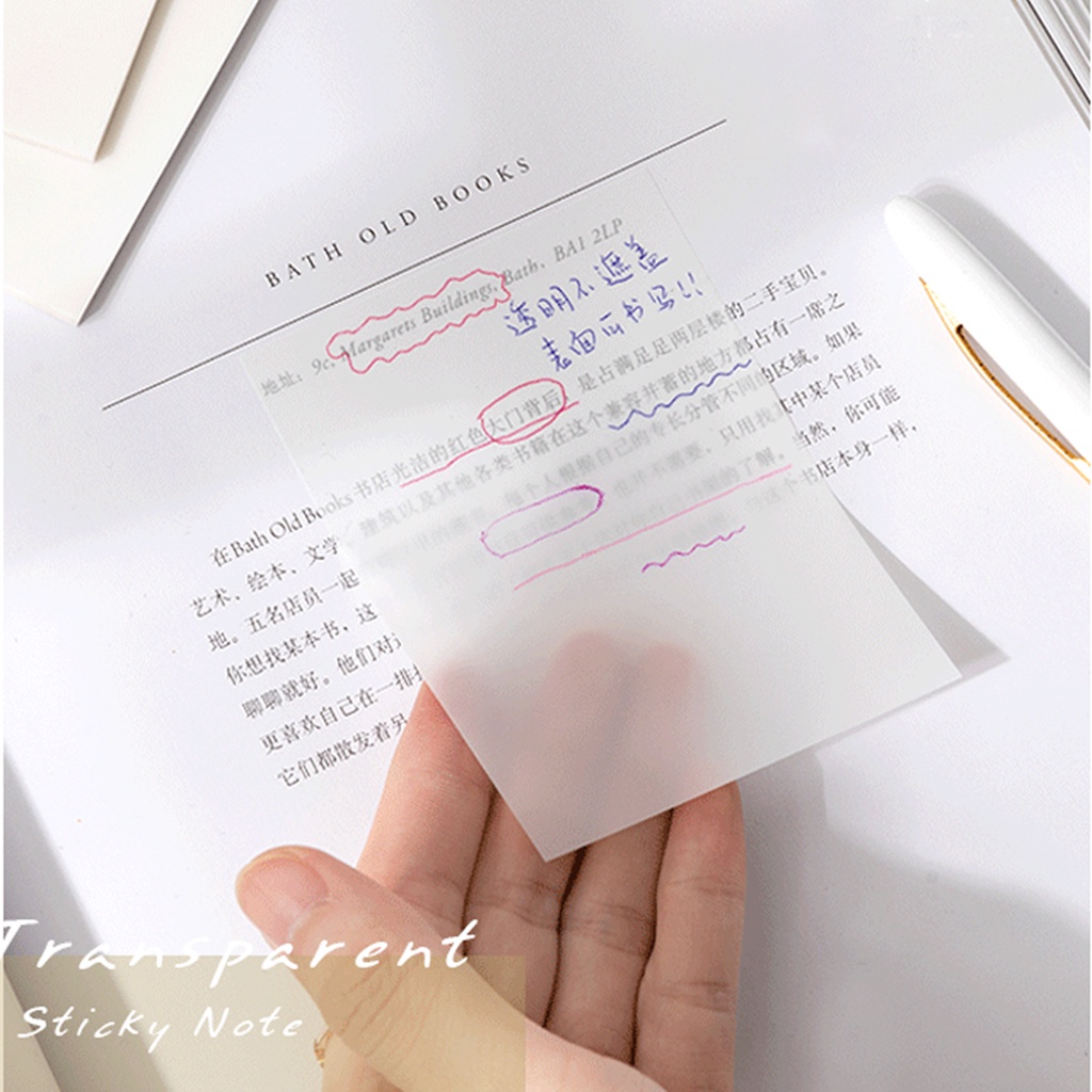 Letit |โน้ตติดกันน้ำแบบโปร่งใส - สติกเกอร์โน้ตขนาดเล็ก 50 แผ่น สำหรับใช้กับสมุดวางแผน DIY และเครื่องเขียนสร้างสรรค์