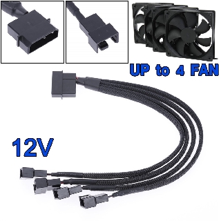 สายแปลงไฟ Power IDE ไปเป็นสายจ่ายไฟให้พัดลม FAN (แบบ3 หรือ 4Pin) 4 เส้น 27cm 4pin IDE Molex to 4-Port 3Pin/4Pin Cooler.