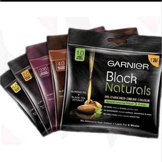 ยาย้อมผม GARNIER Black Naturals OIL-ENRICHED CREAM COLOUR 20ml+20g