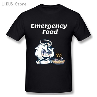 เสื้อยืดลําลอง ผ้าฝ้าย แขนสั้น คอกลม พิมพ์ลาย Genshin Impact Emergency Food Paimon แฟชั่นสําหรับผู้ชาย และคู่รัก