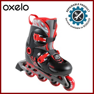 OXELO Roller skates รองเท้าสเก็ต โรลเลอร์เสก็ต สำหรับเด็ก รุ่น PLAY 5 (สีแดง/ดำ)