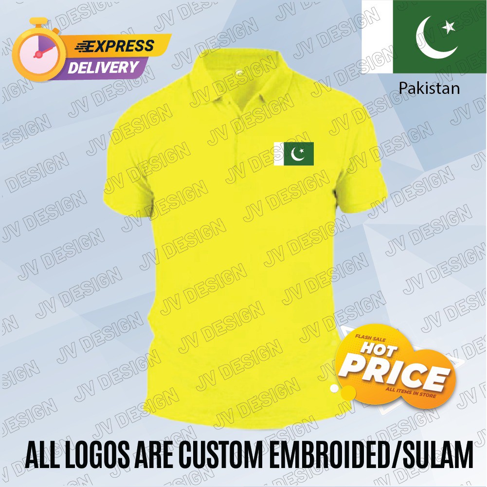 HEBAT🔥 [SULAM] PAKISTAN FLAG LOGO POLO EMBROIDERY BAJU LELAKI PEREMPUAN POLO TEE!! ผ้าฝ้าย 100% MKL9