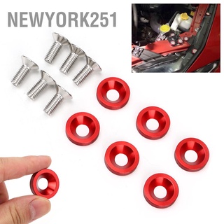 Newyork251 สกรูแหวนรอง M8 สีแดง สําหรับตกแต่งรถยนต์ 6 ชิ้น