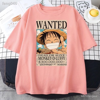 ✤☍♘One Piece อะนิเมะ Straw Hat Man พิมพ์ผู้ชาย T เสื้อแฟชั่น Breathable Tee เสื้อผ้าฤดูร้อนเสื้อยืด Loose