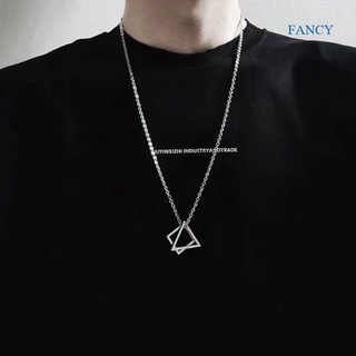 Fancy สร้อยคอ จี้ทรงสามเหลี่ยม เรขาคณิต สไตล์ฮิปฮอป ฮิปสเตอร์ เรียบง่าย เท่ เครื่องประดับสําหรับผู้ชาย