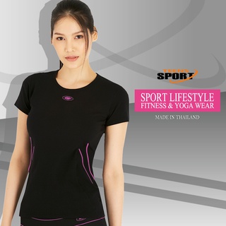 เสื้อกีฬา ออกกำลังกาย ยี่ห้อ TEENS SPORT เสื้อฟิตเนส โยคะ แขนสั้น รุ่น TT34 เนื้อผ้า Spandex สีชมพู