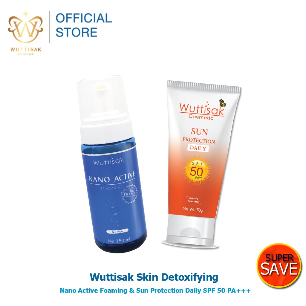 [Set] Wuttisak Skin Detoxifying (Nano Active Foaming & Sun Protection) ชุดดีท๊อกผิว