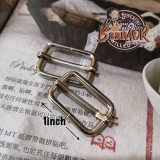 1 inch 1 pcs BGN21131 ห่วงเลื่อนสาย ห่วง เหล็ก เหลี่ยม สีเงิน ขนาด 2 cm x 3.2 cm เหล็กบาง 2 m