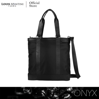 Louis Montini (ONYX) Tote Bag กระเป๋าสะพายข้าง กระเป๋าผ้าไนล่อนผสมหนังวัวแท้ ONX03