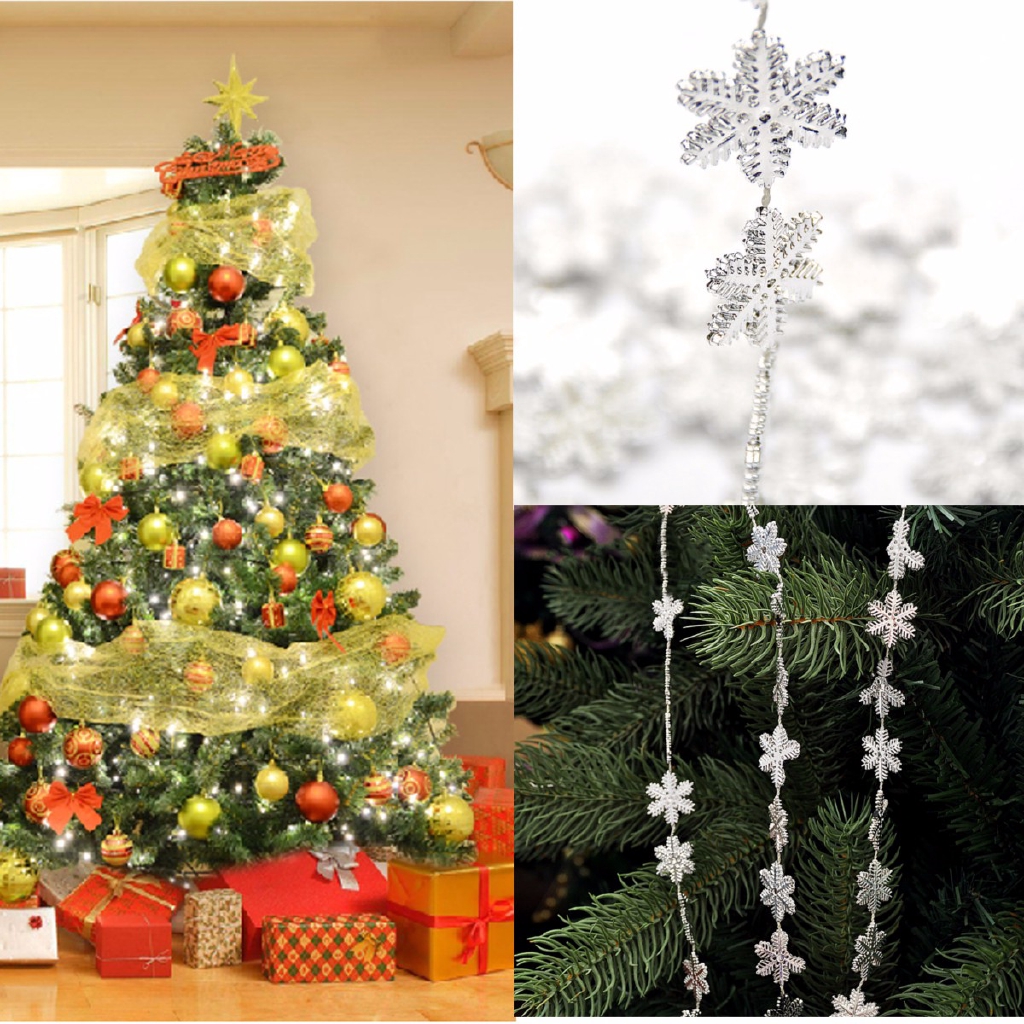 2m Christmas Foil Snowflake Hanging Decor Festive Xmas Wall Tree