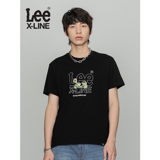 2022 ใหม่ Lee XLINE 22 ฤดูใบไม้ผลิและฤดูร้อนใหม่รุ่นมาตรฐาน multicolor รอบคอพิมพ์เสื้อยืดแขนสั้นผู้ชาย LMT0000194LE สีดำ