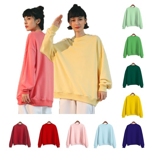 ส่งไว สต็อกไทย เสื้อกันหนาวแขนยาว ทรงโอเวอร์ไซส์ 16 สี เนื้อผ้าสำลีหนานุ่ม แฟชั่น AA