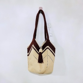 กระเป๋าถักเชือกฟอกทรงถัง (พร้อมส่ง)