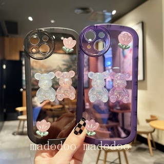 Casing Oppo A15 A15S A57 2022 A16 A31 A9 A5 2020 A93 Reno 4F 7Z 6Z 5 6 4G 5G F11 Pro Candy Color Best Friend Cover Fluorescent Flower Laser Bear Cute Cartoon Round Airbag Shockproof Phone Case NKS 14