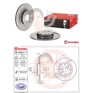 08 D223 11 จานเบรค ล้อ R (ยี่ห้อ BREMBO) รุ่น UV MAZDA มาสด้า2 1.5D Sky ปี2014-&gt;, MX-5 ND ปี 2015-&gt;