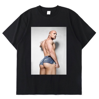 ผ้าฝ้ายแท้star tshirtเสื้อยืด ผ้าฝ้าย พิมพ์ลาย Dwayne Johnson Rock Hard Bottom แฟชั่นฤดูร้อน สําหรับผู้ชาย#39; s ผู้หญิง