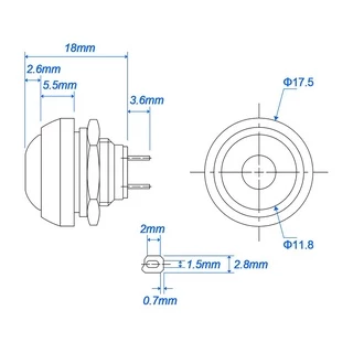 สวิตช์กดติด ปล่อยดับ PBS-33b 2Pin Mini Switch 12mm 1A 250V ACWaterproof momentary Push button Switch Non-locking