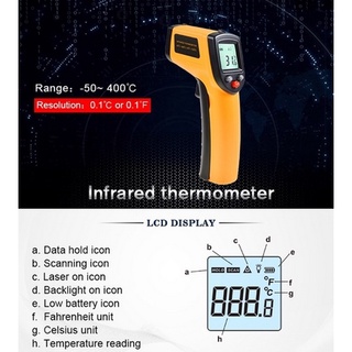 เครื่องวัดอุณหภูมิอุตสาหกรรมความแม่นยำสูงอินฟราเรดวัตถุพื้นผิวปืนวัดอุณหภูมิครัวอาหารน้ำมันอุณหภูมิอุณหภูมิห้อง*พร้อมส่ง