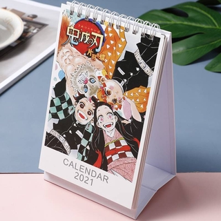 ปฏิทิน ตั้งโต๊ะ 2021 ลายการ์ตูน Anime Demon Slayer Kimetsu no Yaiba Kamado Tanjirou Nezuko Desktop Calendar dual Daily Scheduler Table Planner Yearly Agenda Organizer table Calendar advent calendar Kids birthday stationery gifts