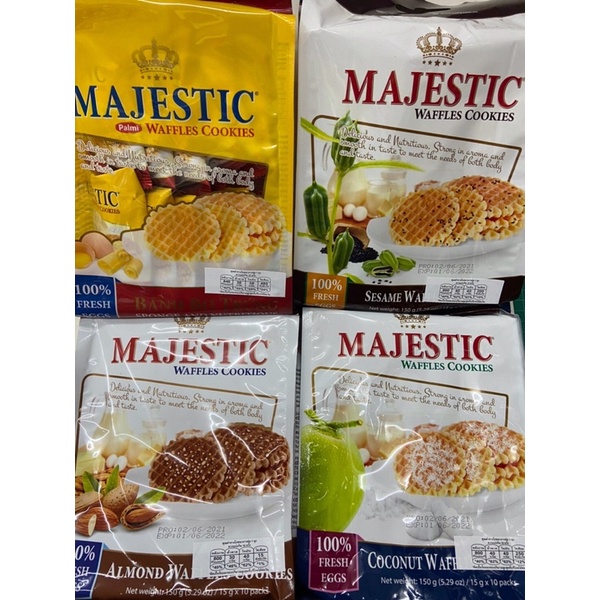 Majestic Waffles Cookies คุกกี้วาฟเฟิล (ข้างในมี 10 ซองเล็ก) 150g.