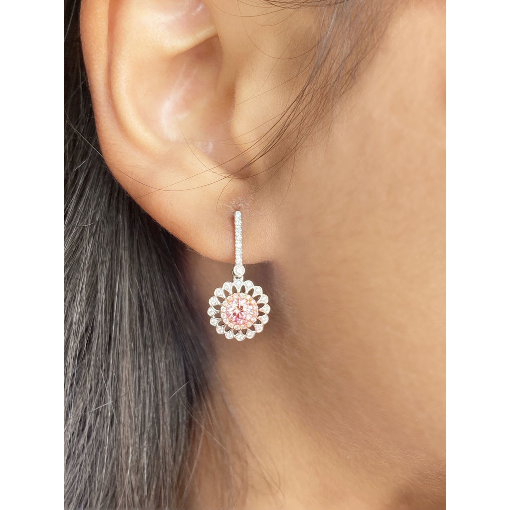 faint pink earrings gia certifed