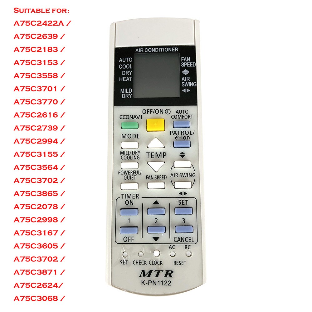 K-PN1122 Universal สําหรับ Panasonic AC Air Conditioner Remote Air Remote A75C3770 A75C4185 A75C2616