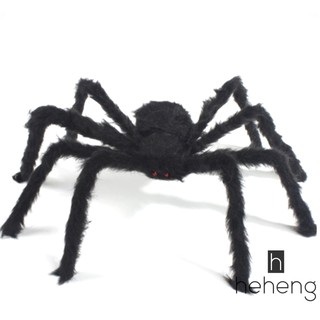 Black Spider Tricky Toy Imitated Stuffed Toys Haunted House Props Halloween Decoration Black Spider with Red Eyes