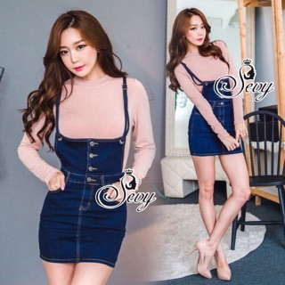 Single stripe denim mini skirt dress