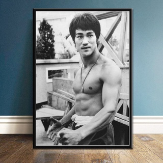 โปสเตอร์ผ้าใบ พิมพ์ลายตัวอักษร Bruce Lee สําหรับตกแต่งผนังบ้าน ห้องนั่งเล่น