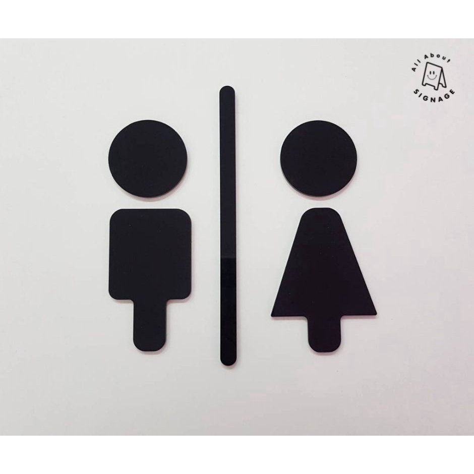 (แบบ 4) ป้ายห้องน้ำ ชาย/หญิง ป้ายห้องน้ำอะคริลิค สูง 13ซม Toilet sign ป้ายติดผนัง