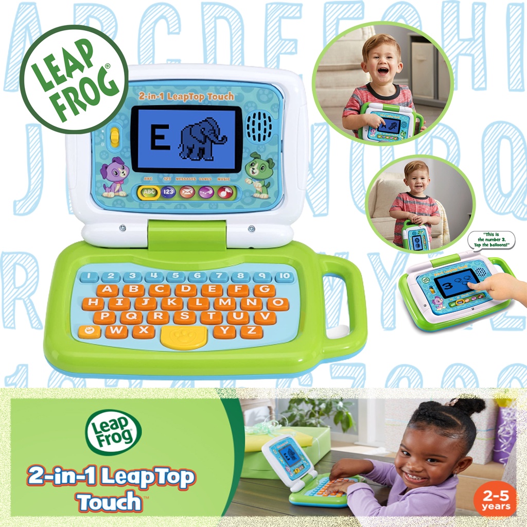 [ของแท้🇺🇸] แล็ปท็อปเด็กสอนภาษา สีเขียว / ชมพู LeapFrog 2-in-1 LeapTop Touch,Green ราคา 2,990 - บาท