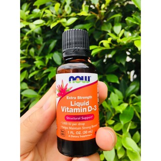 Liquid Vitamin D-3 วิตามินดี3 แบบน้ำชนิดเข้มข้น 30 mL (Now Foods) D3 เข้มข้น 1 Drop: 1000IU ทานได้ทั้งเด็กและผู้ใหญ่