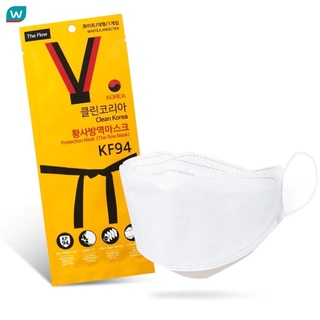 Clean Korea คลีนโคเรีย หน้ากากป้องกันฝุ่น KF94 สำหรับผู้ใหญ่ 1 ชิ้น (สีขาว)