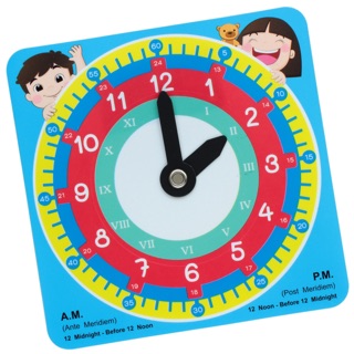 นาฬิกาสอนเวลา สื่อการเรียนรู้ อุปกรณ์ช่วยสอนเวลา What time is it 12.4x15.7 cm.