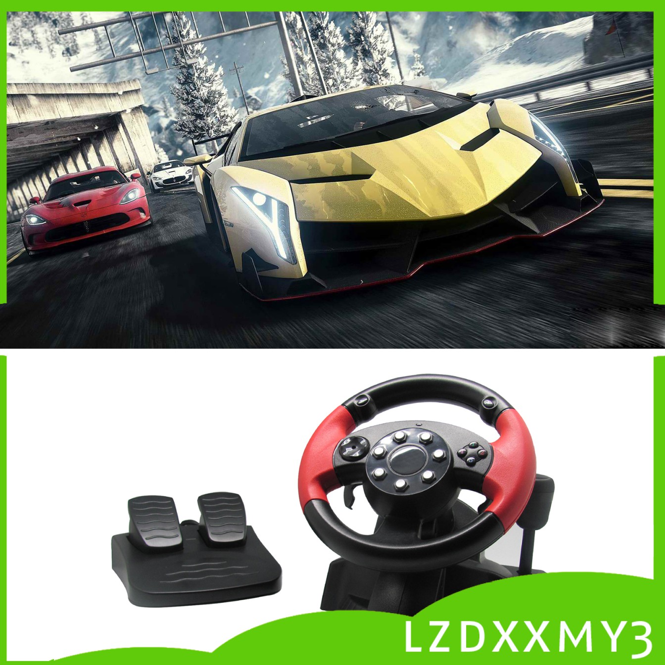 HOT Gaming Racing Simulator Driving PC Steering Wheel & Pedal Set For ...